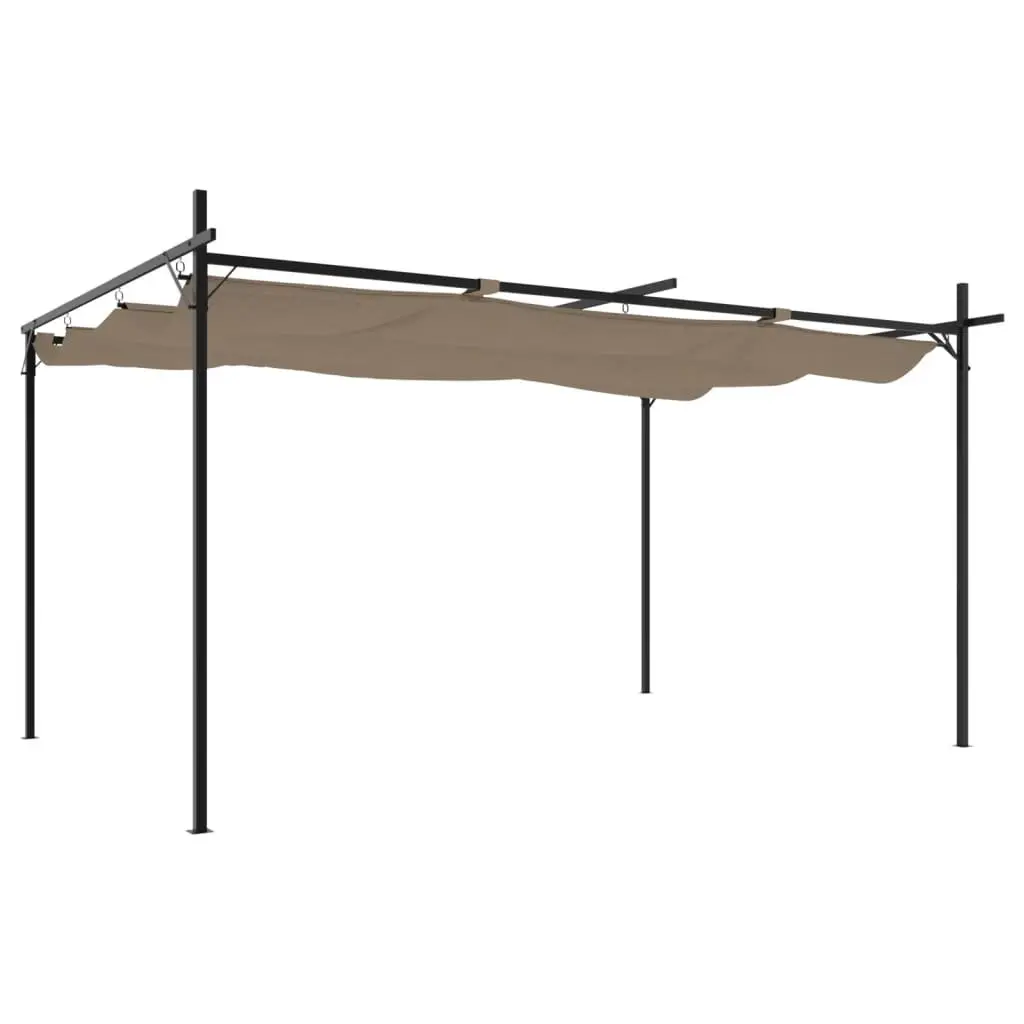 Retractable Roof Pergola Outdoor Shade Structure Taupe 395 x 292 x 230 cm