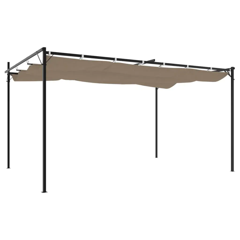 Retractable Roof Pergola Outdoor Shade Structure Taupe 395 x 292 x 230 cm