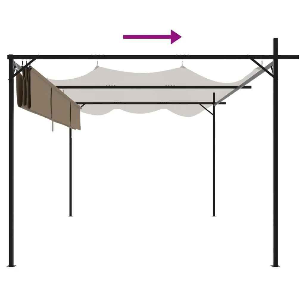 Retractable Roof Pergola Outdoor Shade Structure Taupe 395 x 292 x 230 cm