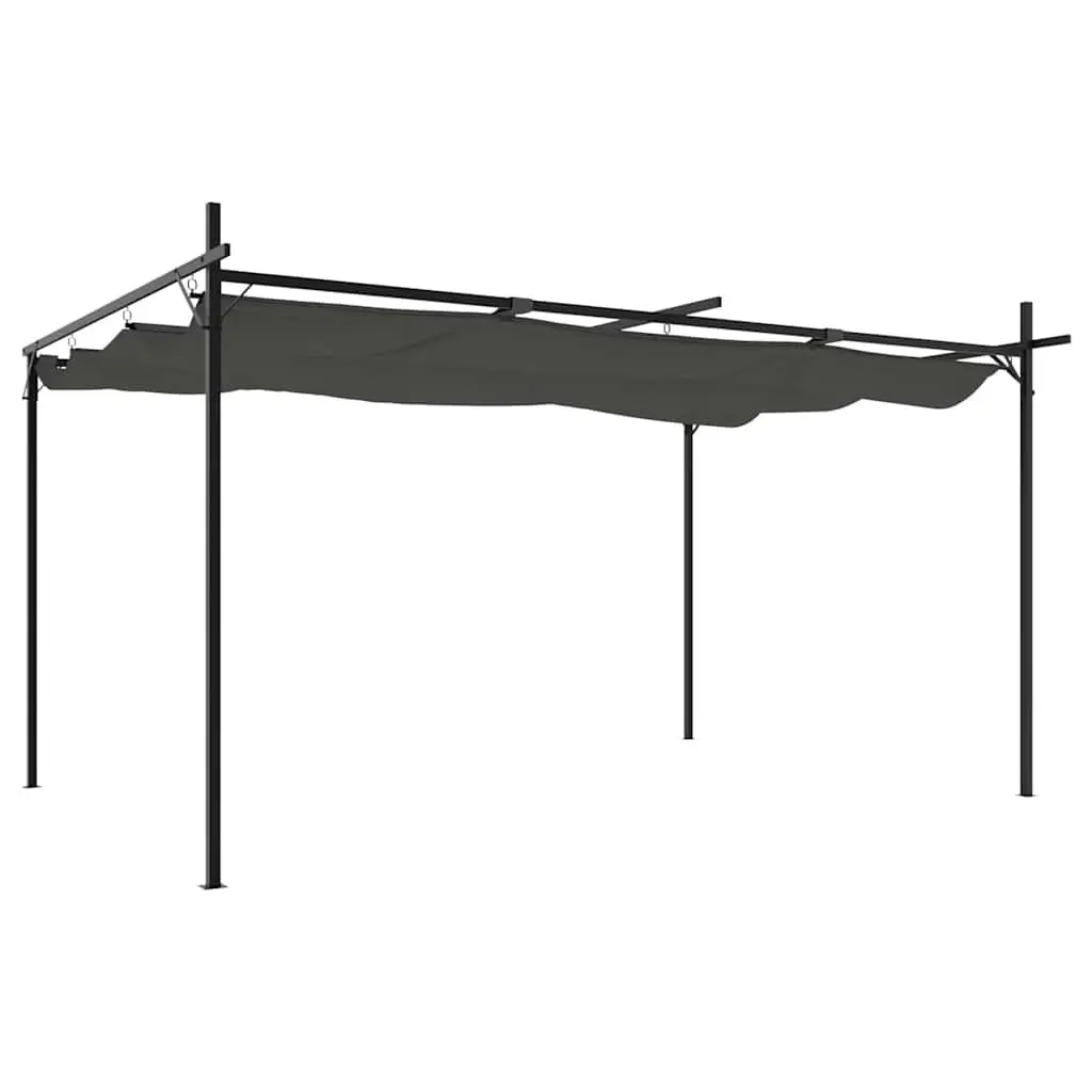 Retractable Roof Pergola Anthracite Outdoor Canopy 395L x 292W x 230H cm