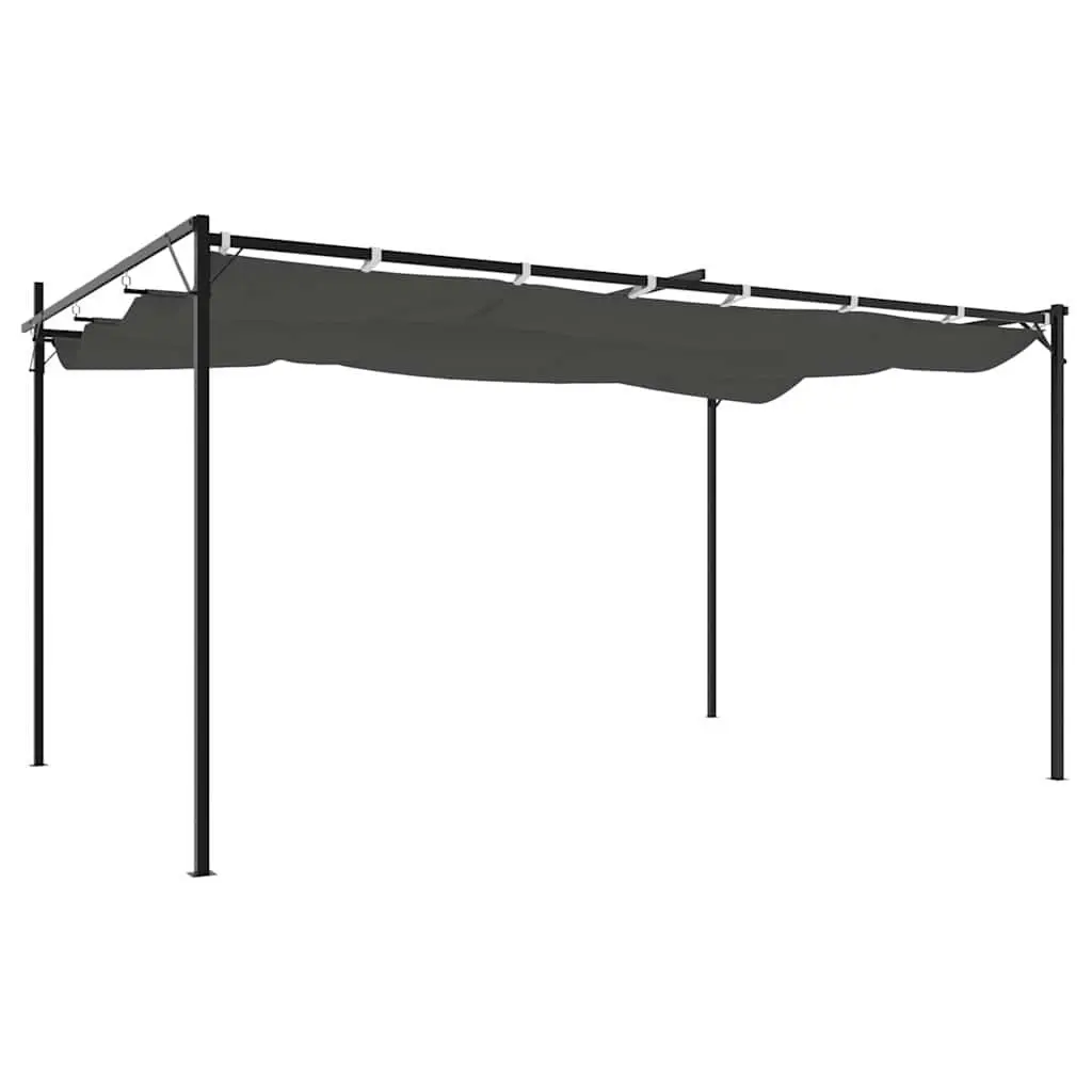 Retractable Roof Pergola Anthracite Outdoor Canopy 395L x 292W x 230H cm