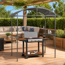 BBQ Gazebo with Side Shelves Anthracite Outdoor Canopy Steel Frame 220x115x230cm
