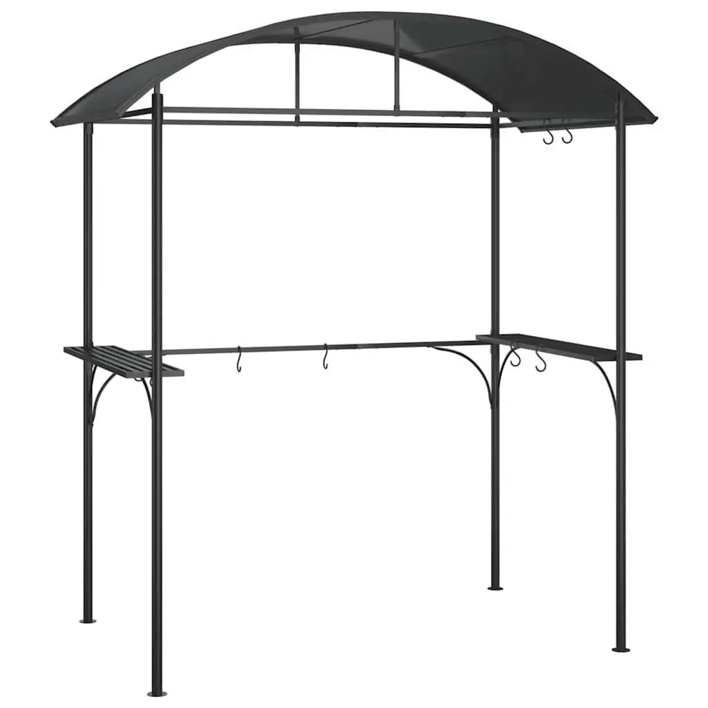 BBQ Gazebo Steel Frame with Side Shelves Anthracite 220x115x230cm