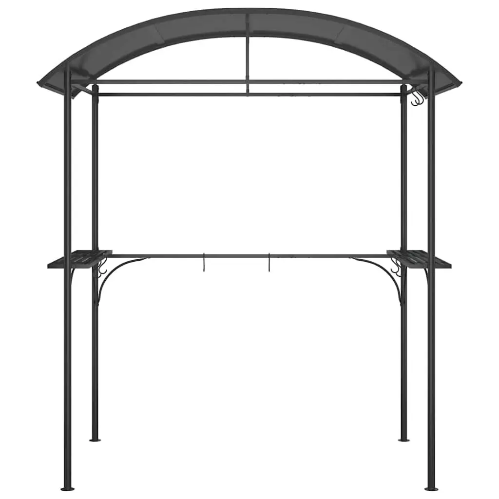 BBQ Gazebo Steel Frame with Side Shelves Anthracite 220x115x230cm