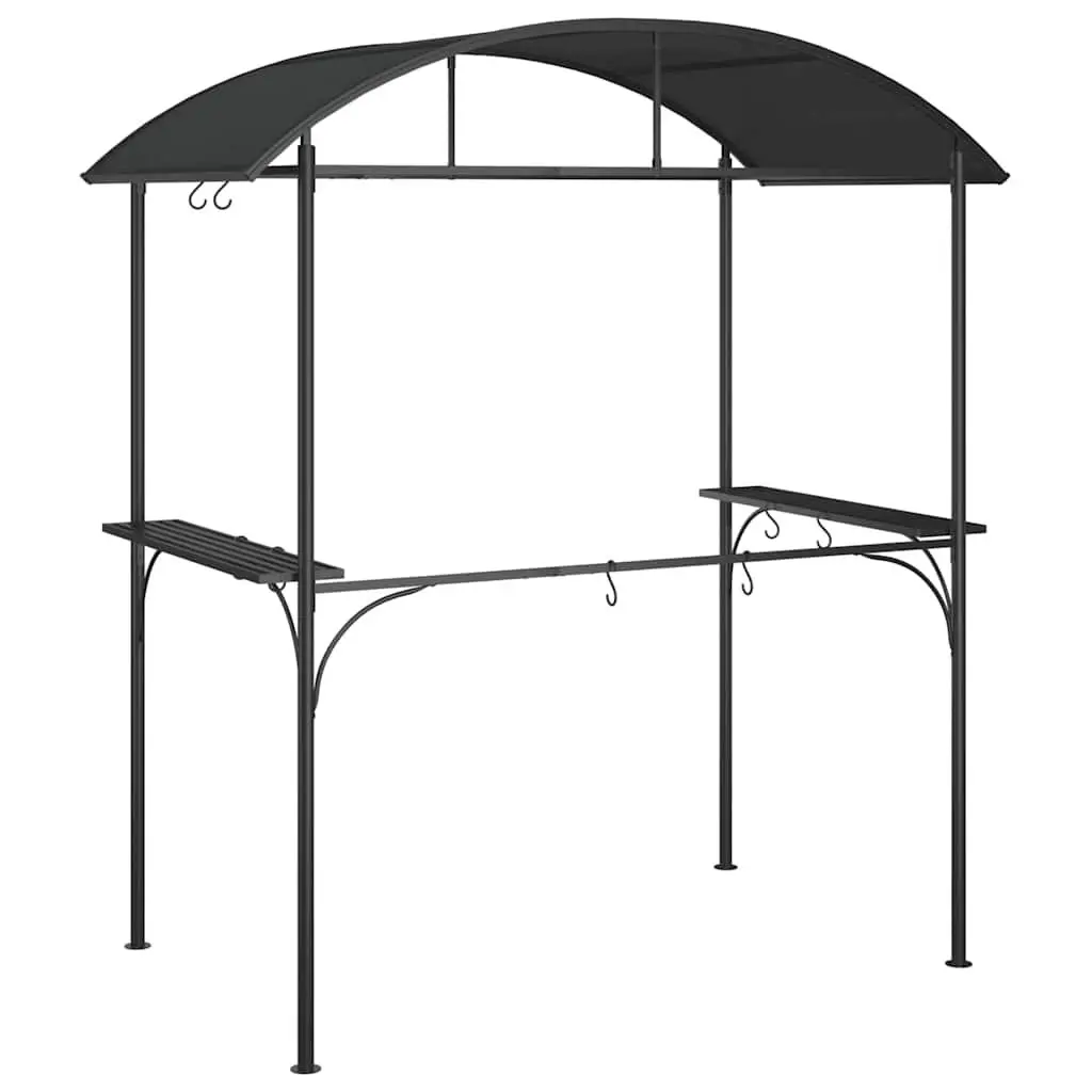 BBQ Gazebo Steel Frame with Side Shelves Anthracite 220x115x230cm