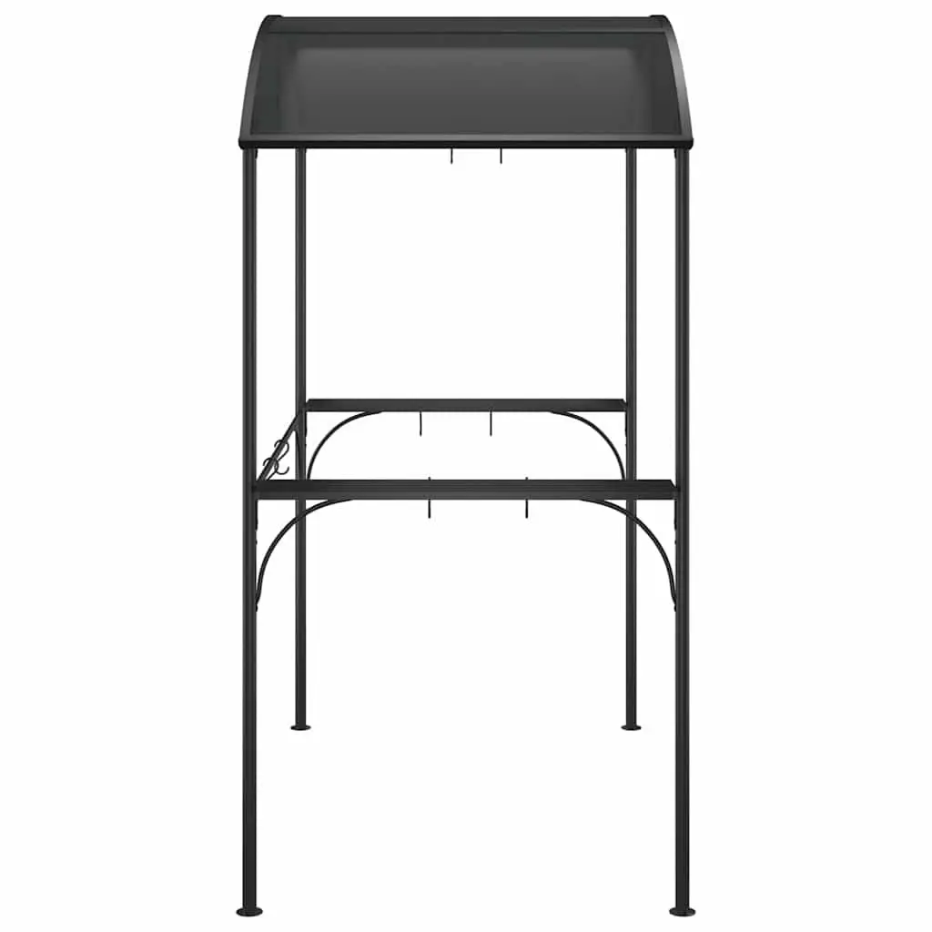 BBQ Gazebo Steel Frame with Side Shelves Anthracite 220x115x230cm