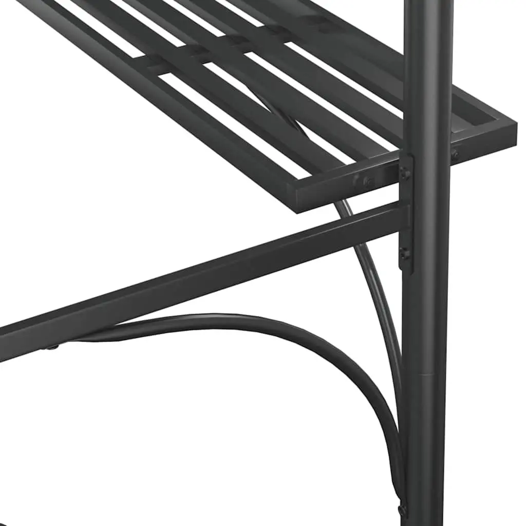 BBQ Gazebo Steel Frame with Side Shelves Anthracite 220x115x230cm