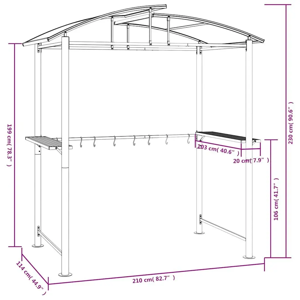 BBQ Gazebo Outdoor Canopy Steel Frame Anthracite 210x114x230cm