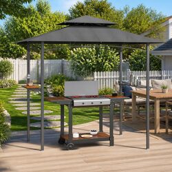 Your Friendly BBQ Gazebo with Side Shelves in Anthracite 240x150x243 cm
