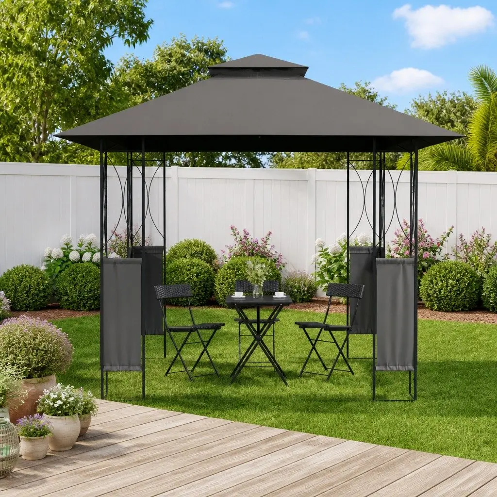 Gazebo Double-Tiered Roof Steel Frame 300x300x270cm