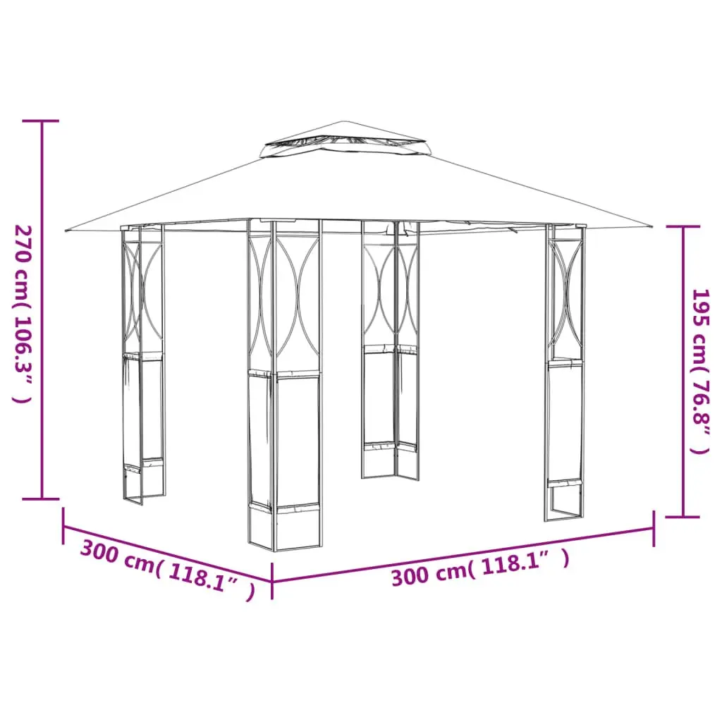 Gazebo Double-Tiered Roof Steel Frame 300x300x270cm