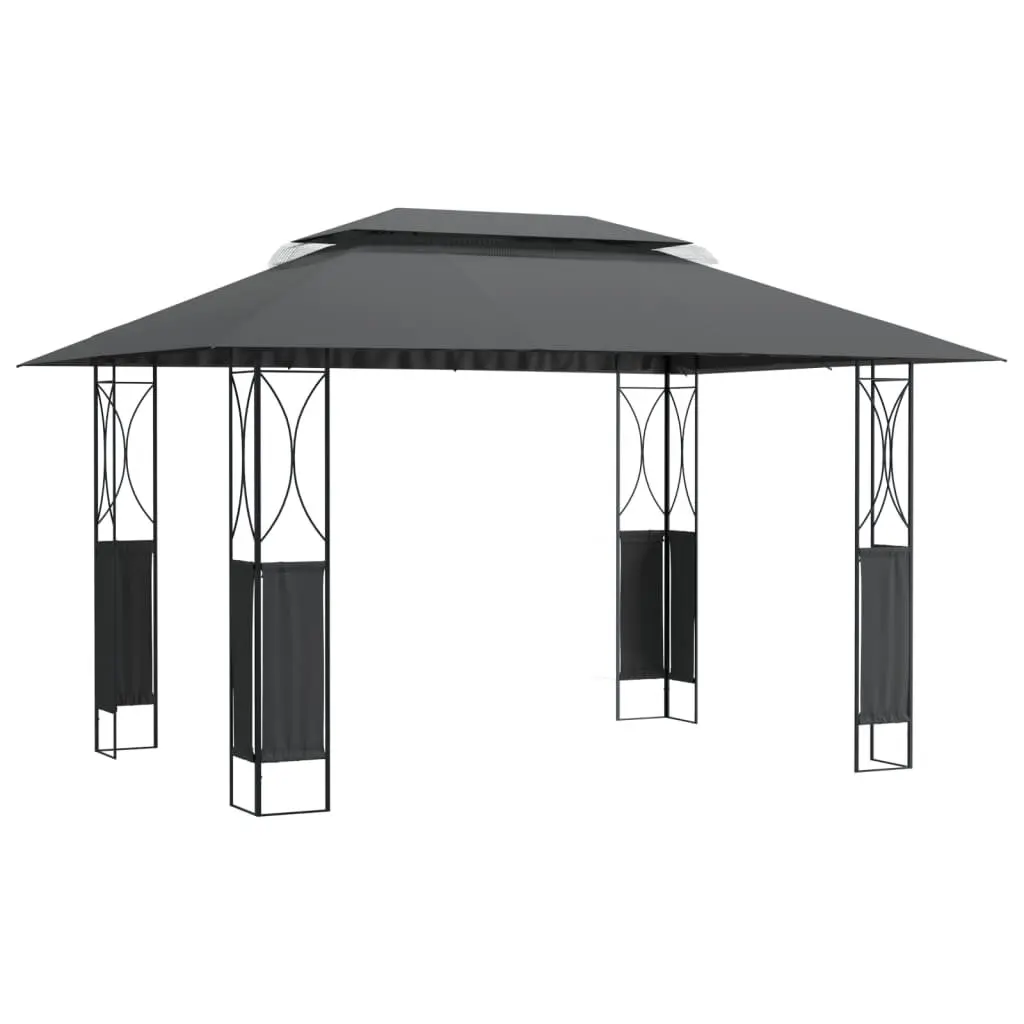 Gazebo with Roof Double-tiered Anthracite 400x300x270 cm Steel Frame Garden Outdoor Canopy