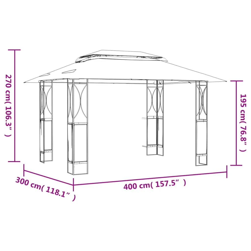 Gazebo with Roof Double-tiered Anthracite 400x300x270 cm Steel Frame Garden Outdoor Canopy