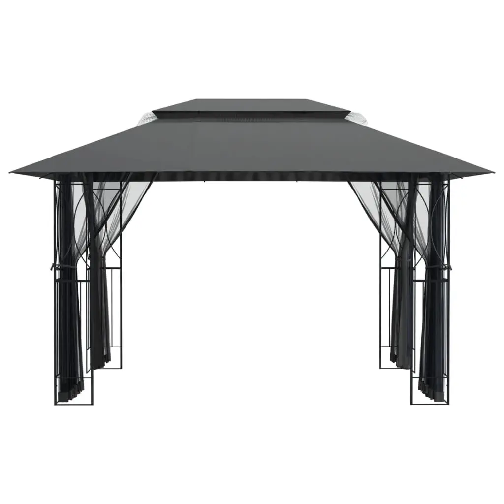 Gazebo with Mesh Sidewalls Anthracite 400x300x270 cm Steel Frame