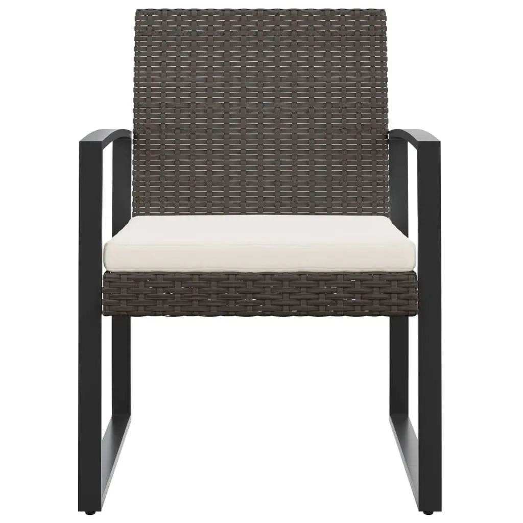 Outdoor Dining Chairs Black Rattan 2 Pcs with Armrests and Cushions