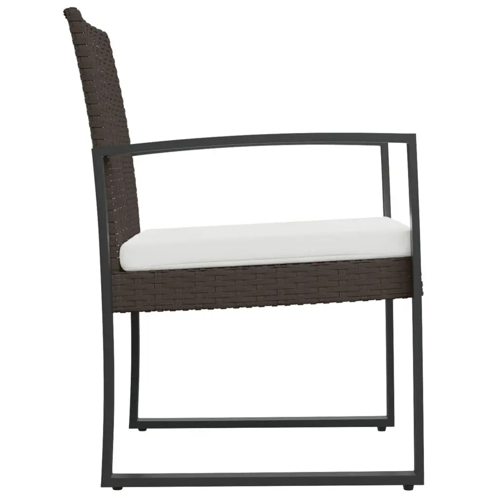 Outdoor Dining Chairs Black Rattan 2 Pcs with Armrests and Cushions