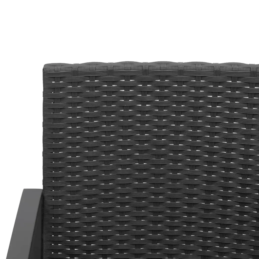Outdoor Dining Set 3 Piece Modular Furniture Black Polypropylene Rattan with Cushions