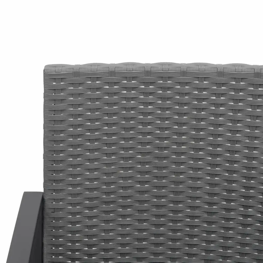Garden Dining Set 3 Piece Outdoor Furniture Rattan Chairs Table Cushions Grey