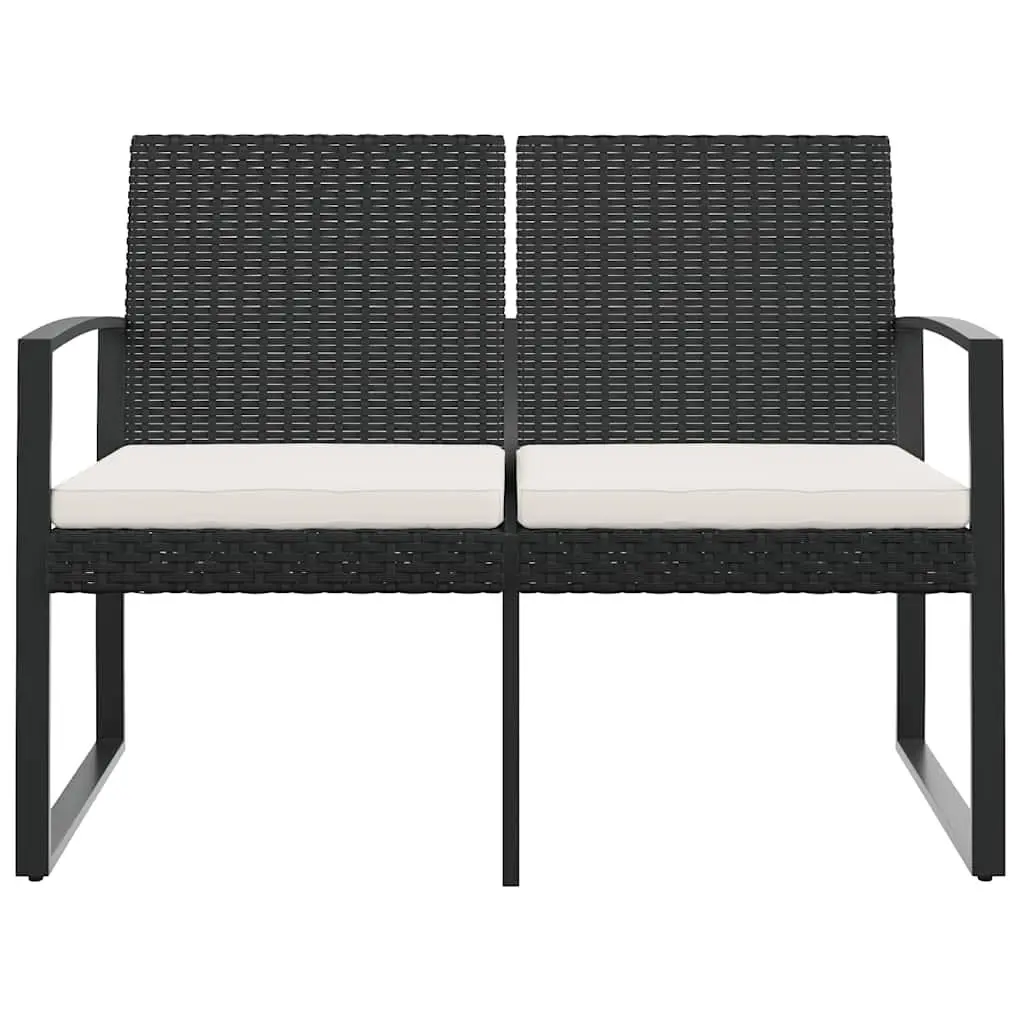 2-Seater Garden Bench with Cushions Outdoor Seating Patio Furniture Black