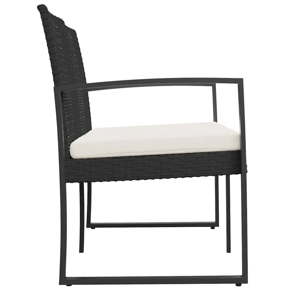 2-Seater Garden Bench with Cushions Outdoor Seating Patio Furniture Black
