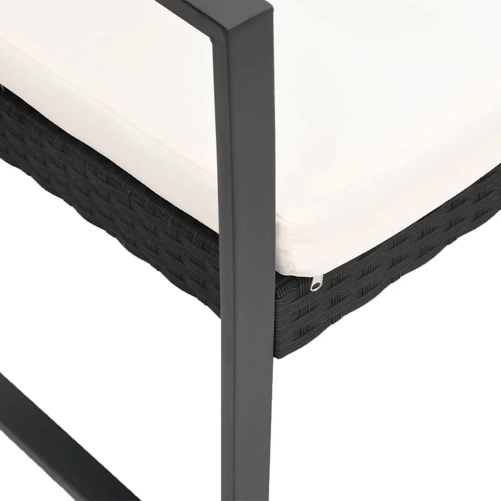 2-Seater Garden Bench with Cushions Outdoor Seating Patio Furniture Black