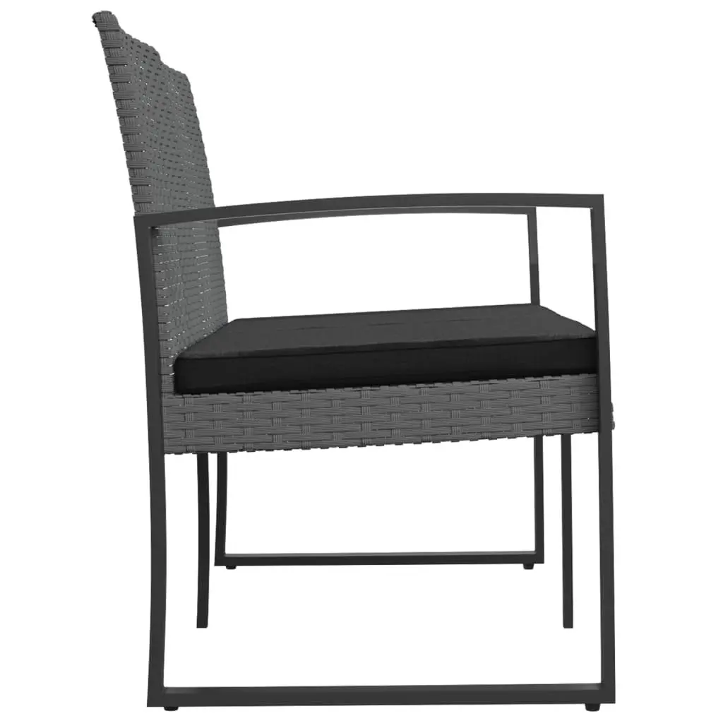 2-Seater Garden Bench Grey Rattan with Cushions
