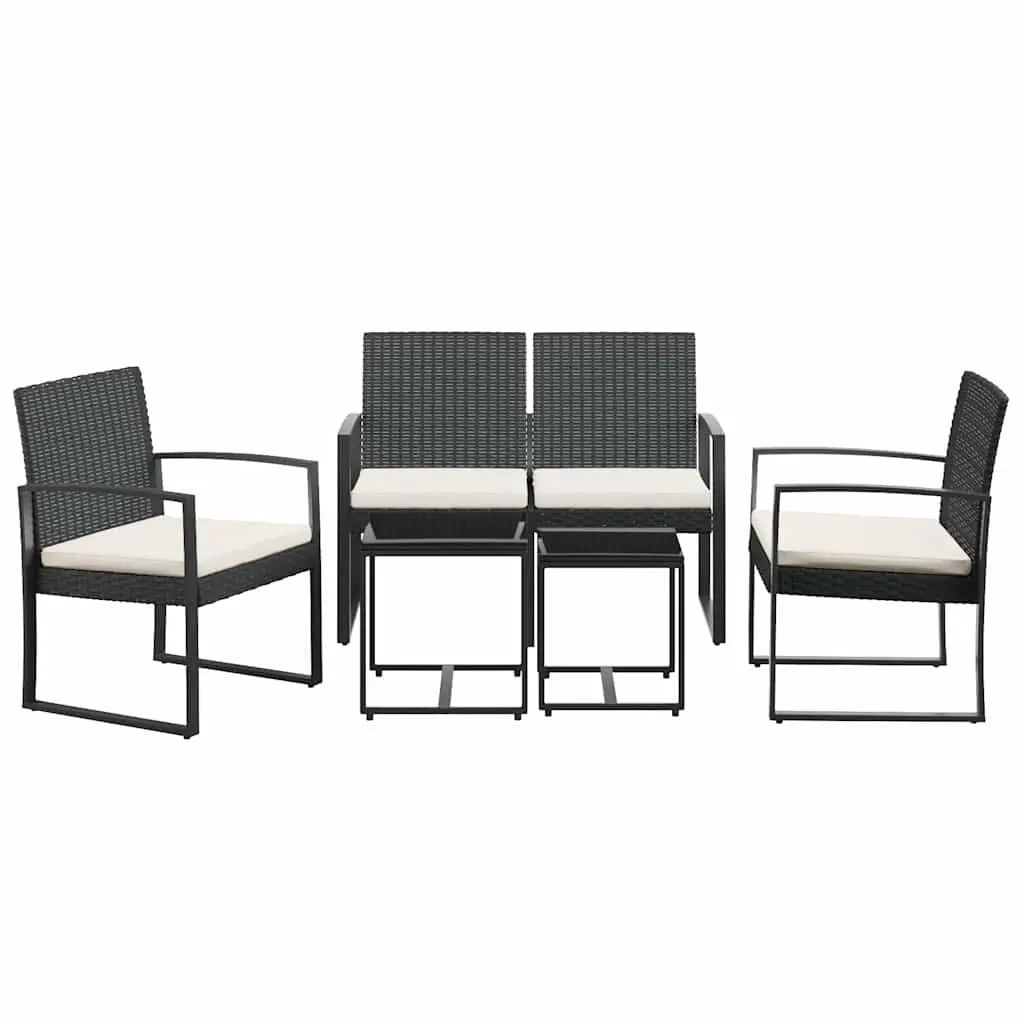 Garden Dining Set 5 Piece Outdoor Furniture Black Rattan Chairs Table Cushions