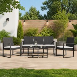 Garden Dining Set 5 Piece Outdoor Furniture Patio Table Chairs with Cushions