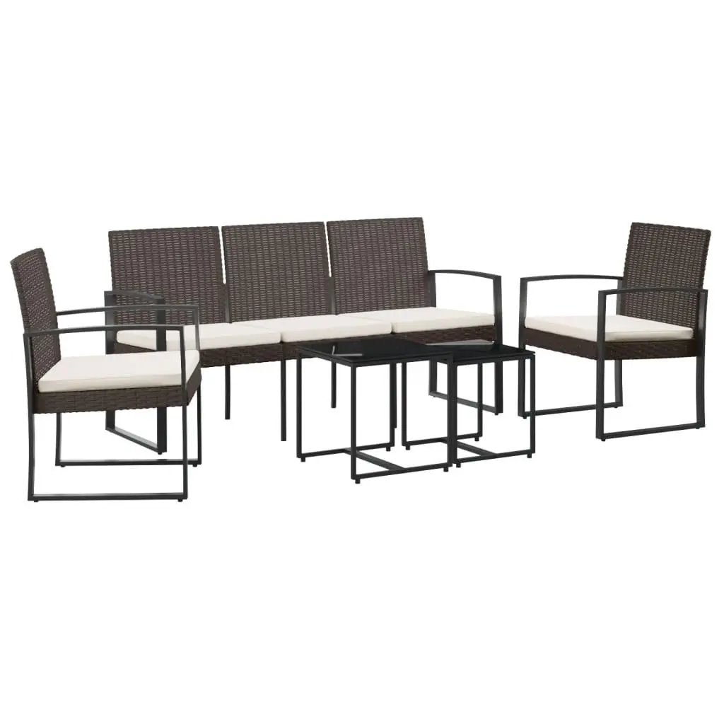 Garden Dining Set Brown 5 Piece Outdoor Furniture Table Chairs Cushions