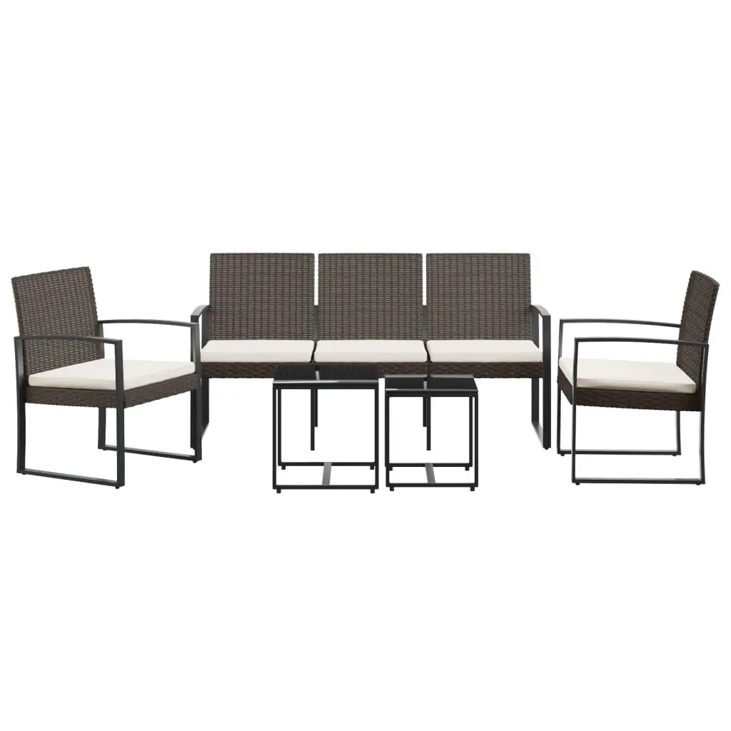 Garden Dining Set Brown 5 Piece Outdoor Furniture Table Chairs Cushions