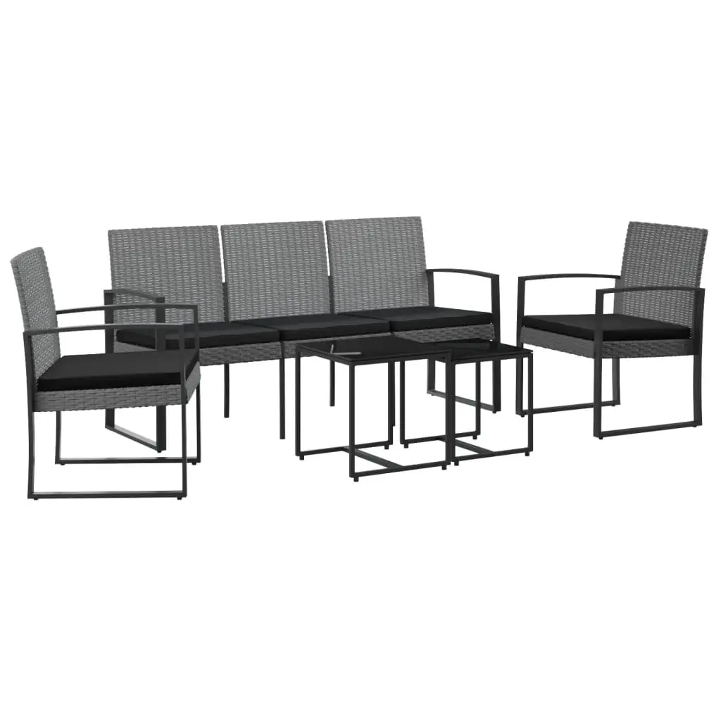 Garden Dining Set 5 Piece Outdoor Furniture with Cushions Grey Rattan Patio