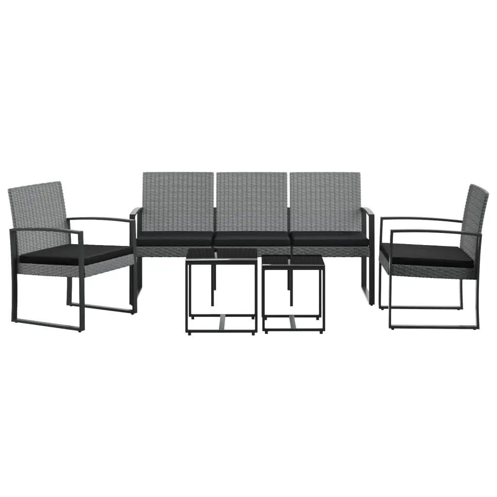 Garden Dining Set 5 Piece Outdoor Furniture with Cushions Grey Rattan Patio