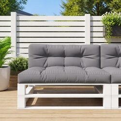 Pallet Cushions 2 Pieces Grey Polyester Fabric Outdoor Garden Sofa Seating Pads