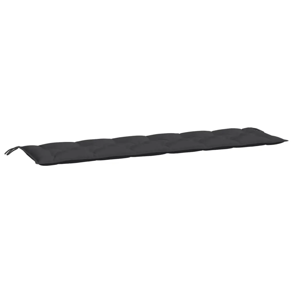 Garden Bench Cushion Water-Resistant Black 200x50x7cm