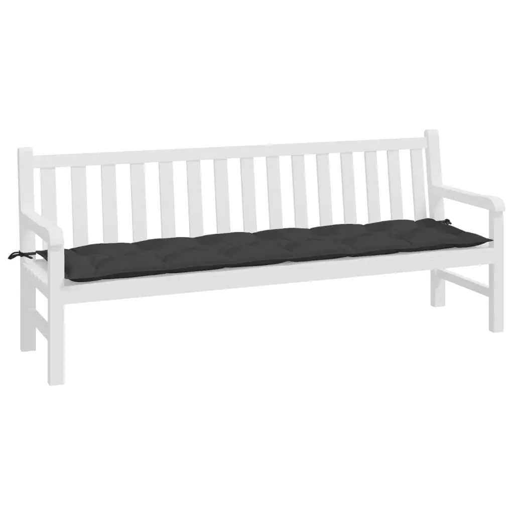 Garden Bench Cushion Water-Resistant Black 200x50x7cm