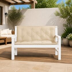 Two Beige Cushions for Your Garden Bench, 120x50x7 cm