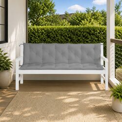 Garden Bench Cushions 2pc Outdoor Patio Seat Pad Oxford Grey Durable