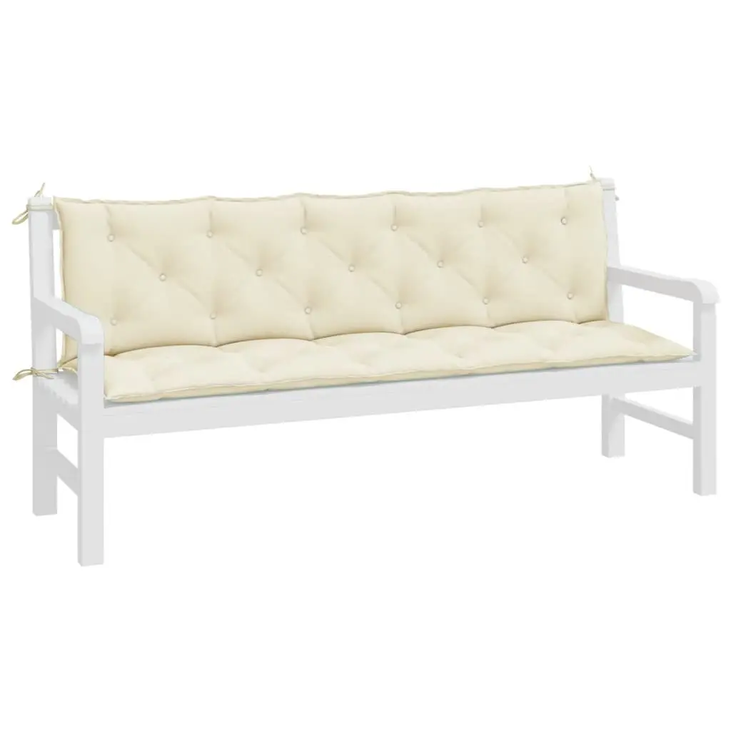 Garden Bench Cushions 2 pcs Cream White Outdoor Patio Seating Pad Oxford Fabric