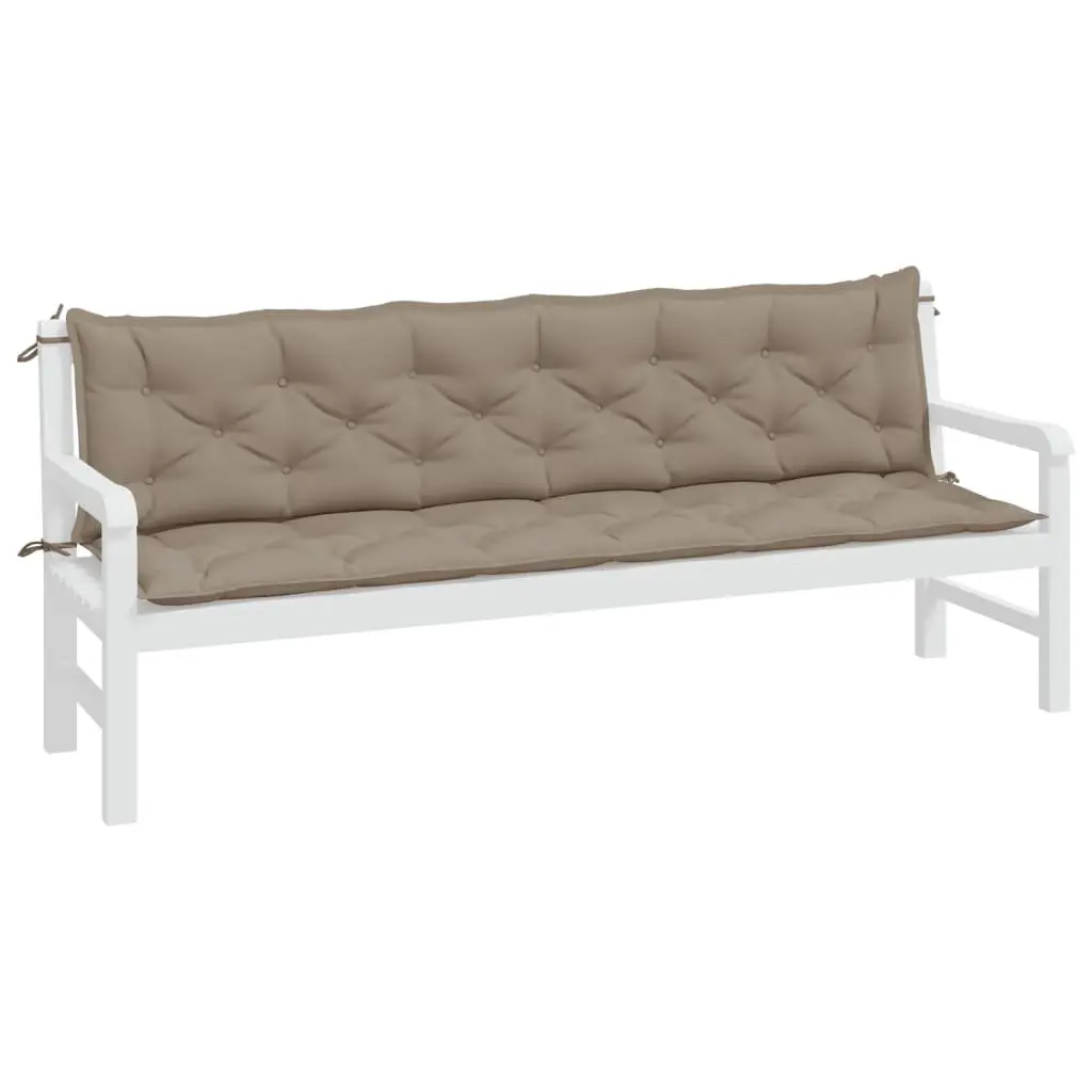 Garden Bench Cushions Water Resistant Oxford Fabric Taupe 200 x 50 x 7 cm 2 pcs