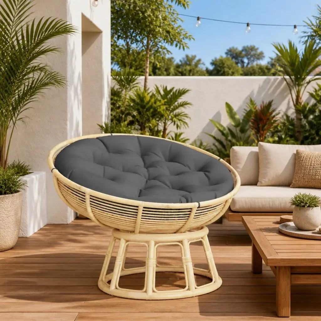 Round Outdoor Cushion Anthracite 100 cm Chair Pad Garden Patio Furniture Seat Pillow
