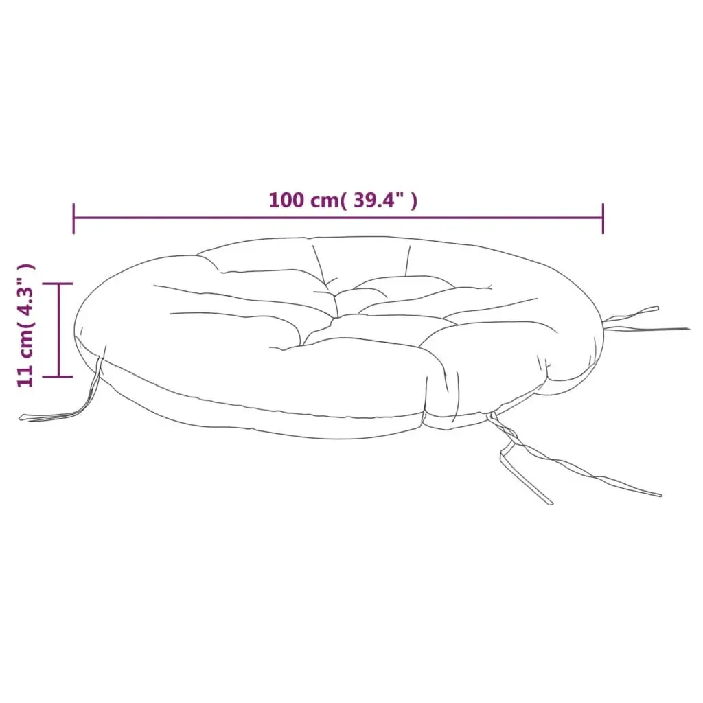 Round Outdoor Cushion Anthracite 100 cm Chair Pad Garden Patio Furniture Seat Pillow