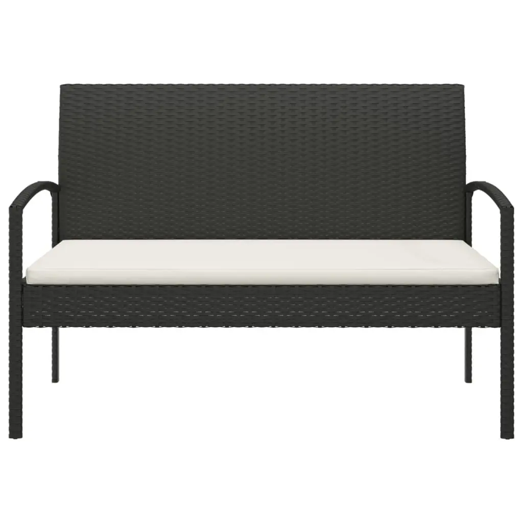 Outdoor Black Garden Bench with Cushion