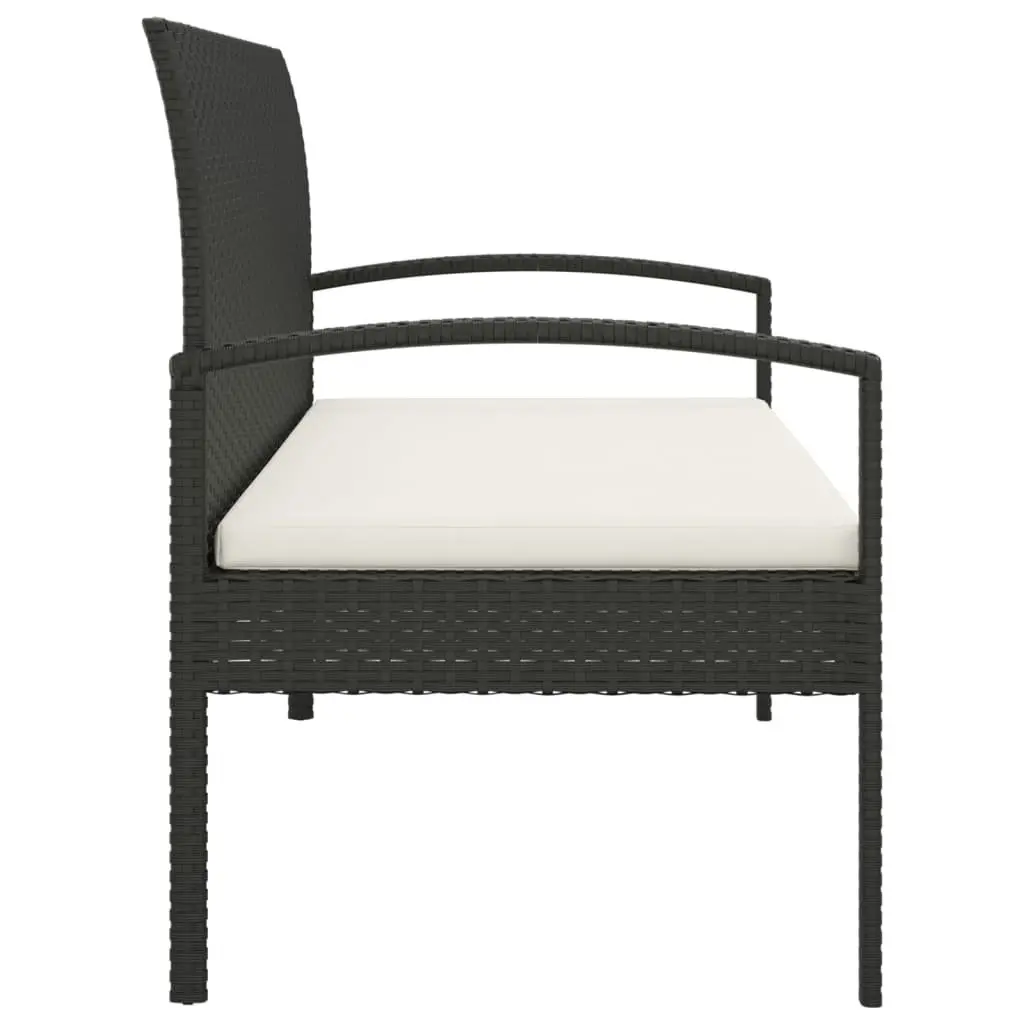 Outdoor Black Garden Bench with Cushion