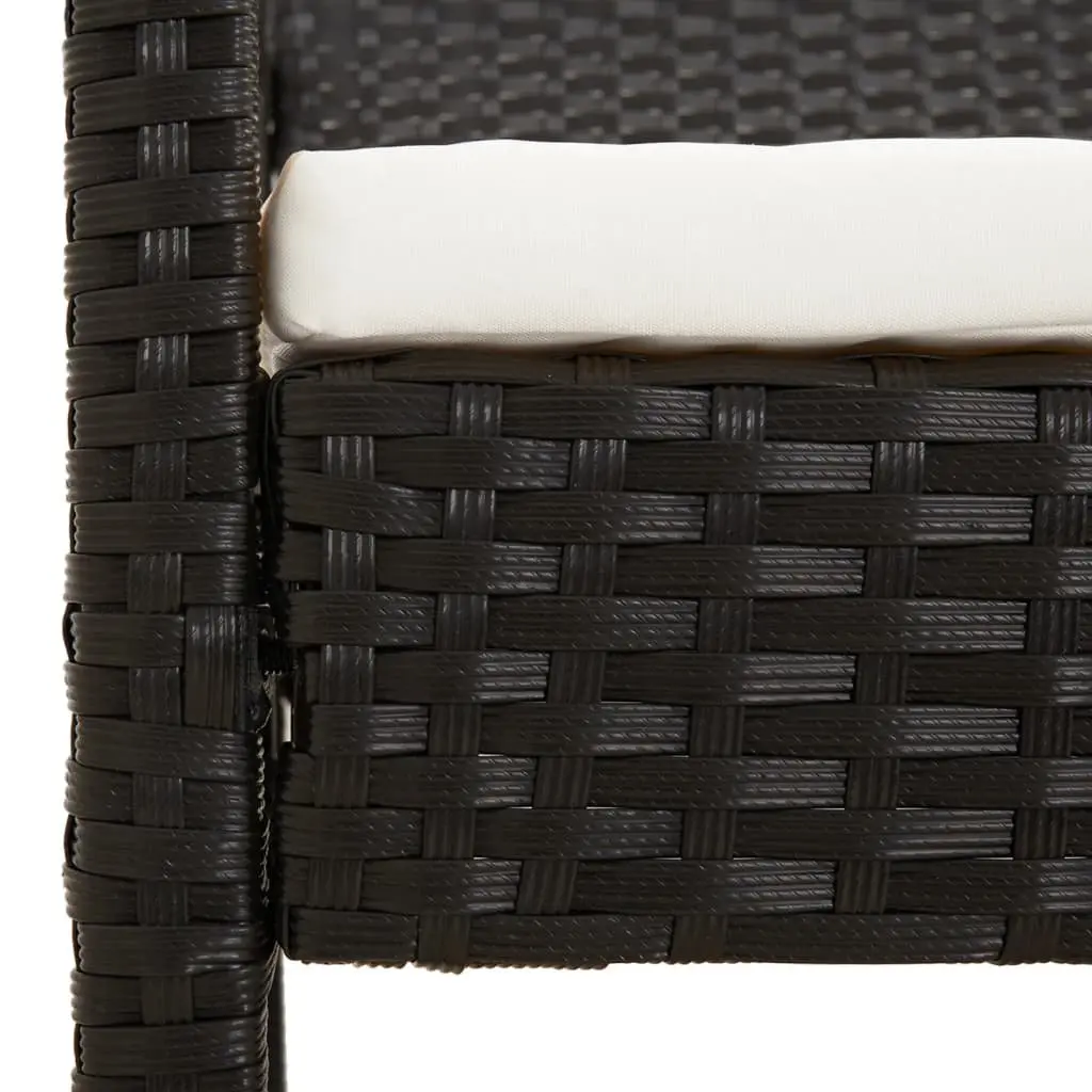 Outdoor Black Garden Bench with Cushion
