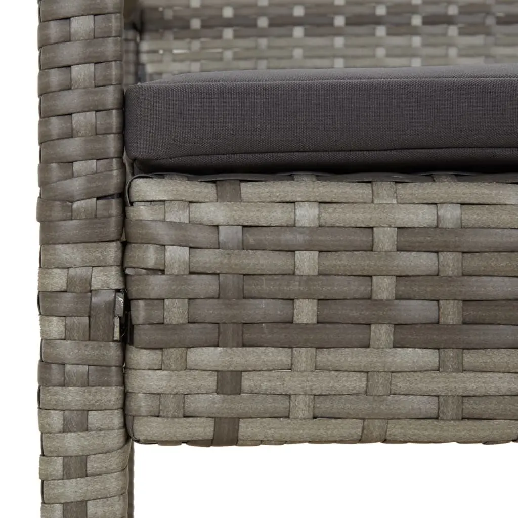 Garden Bench with Cushion Grey 105cm Outdoor Seating Poly Rattan Patio Chair