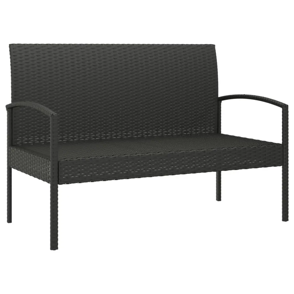 Garden Bench with Cushion Black 105cm Outdoor Seating Poly Rattan