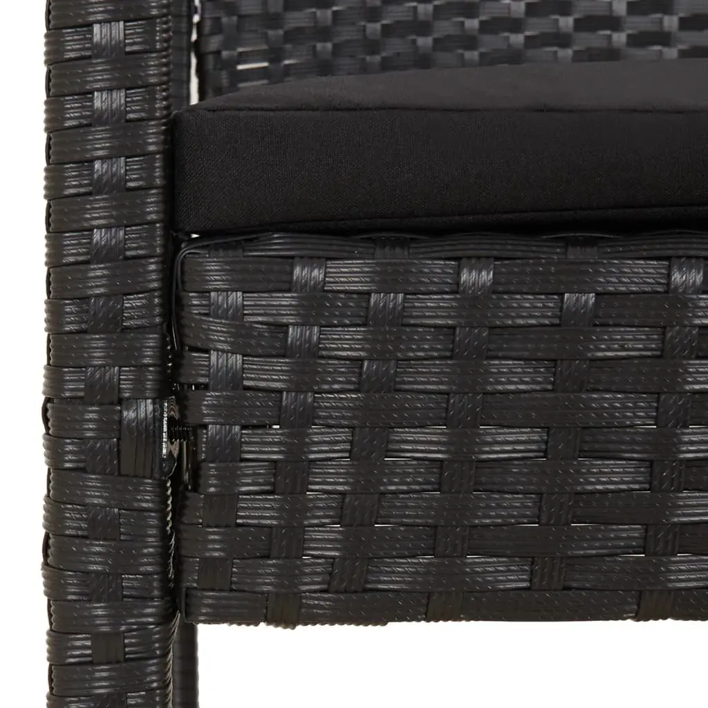 Garden Bench with Cushion Black 105cm Outdoor Seating Poly Rattan