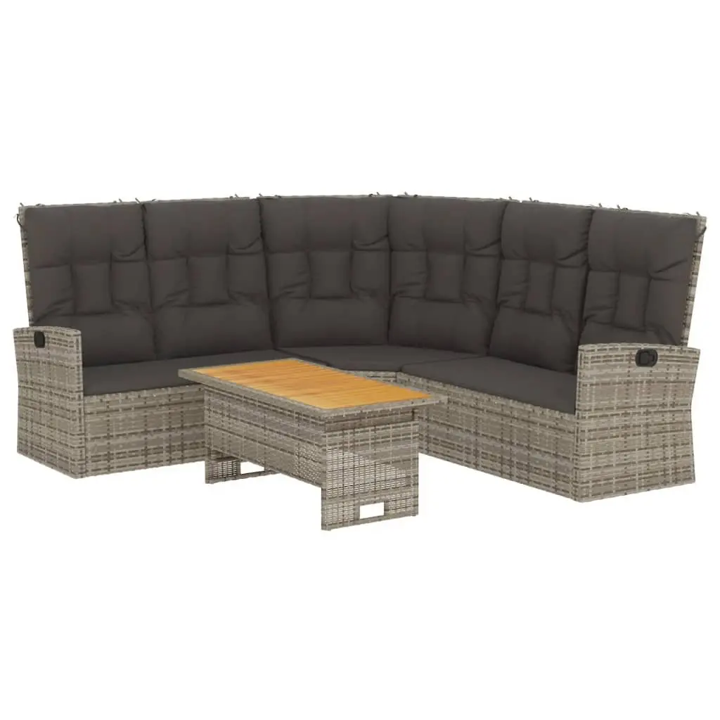Outdoor Garden Lounge Set Adjustable Backrest 2 Piece Grey Poly Rattan
