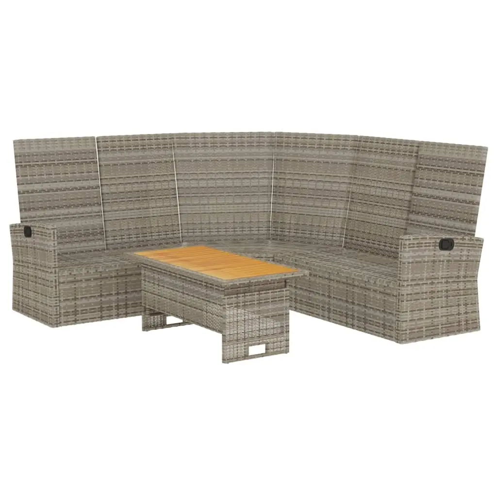 Outdoor Garden Lounge Set Adjustable Backrest 2 Piece Grey Poly Rattan