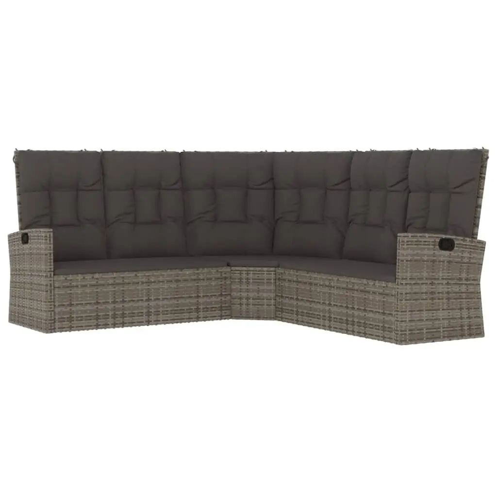 Outdoor Garden Lounge Set Adjustable Backrest 2 Piece Grey Poly Rattan